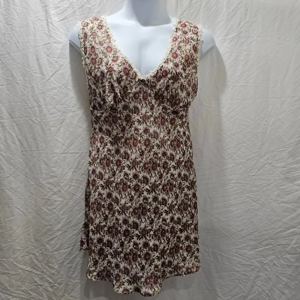 vintage y2k 2000s floral chiffon plus size mini dress